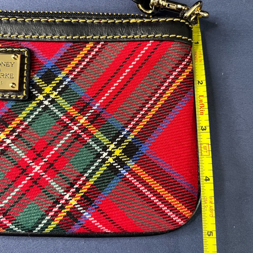 Dooney & Bourke Red Tartan Wristlet with Black Trim - Picture 4 of 4
